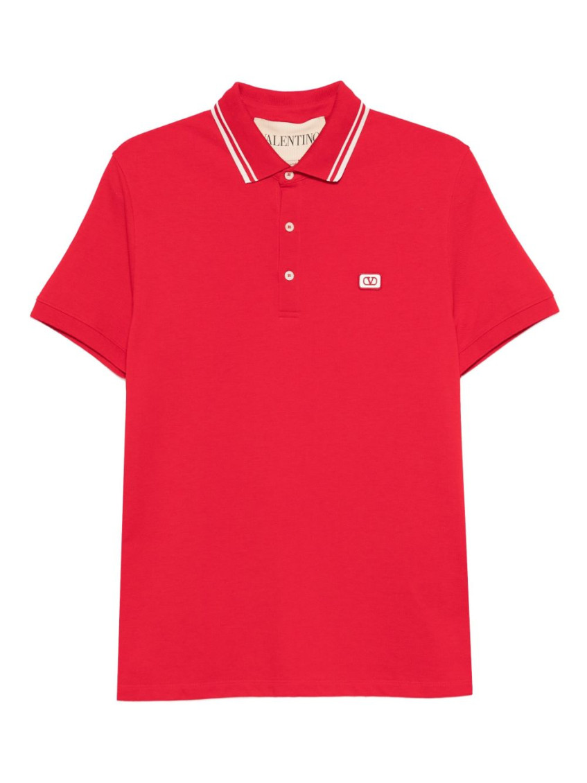 Valentino Vlogo Signature Cotton Polo Shirt In Red