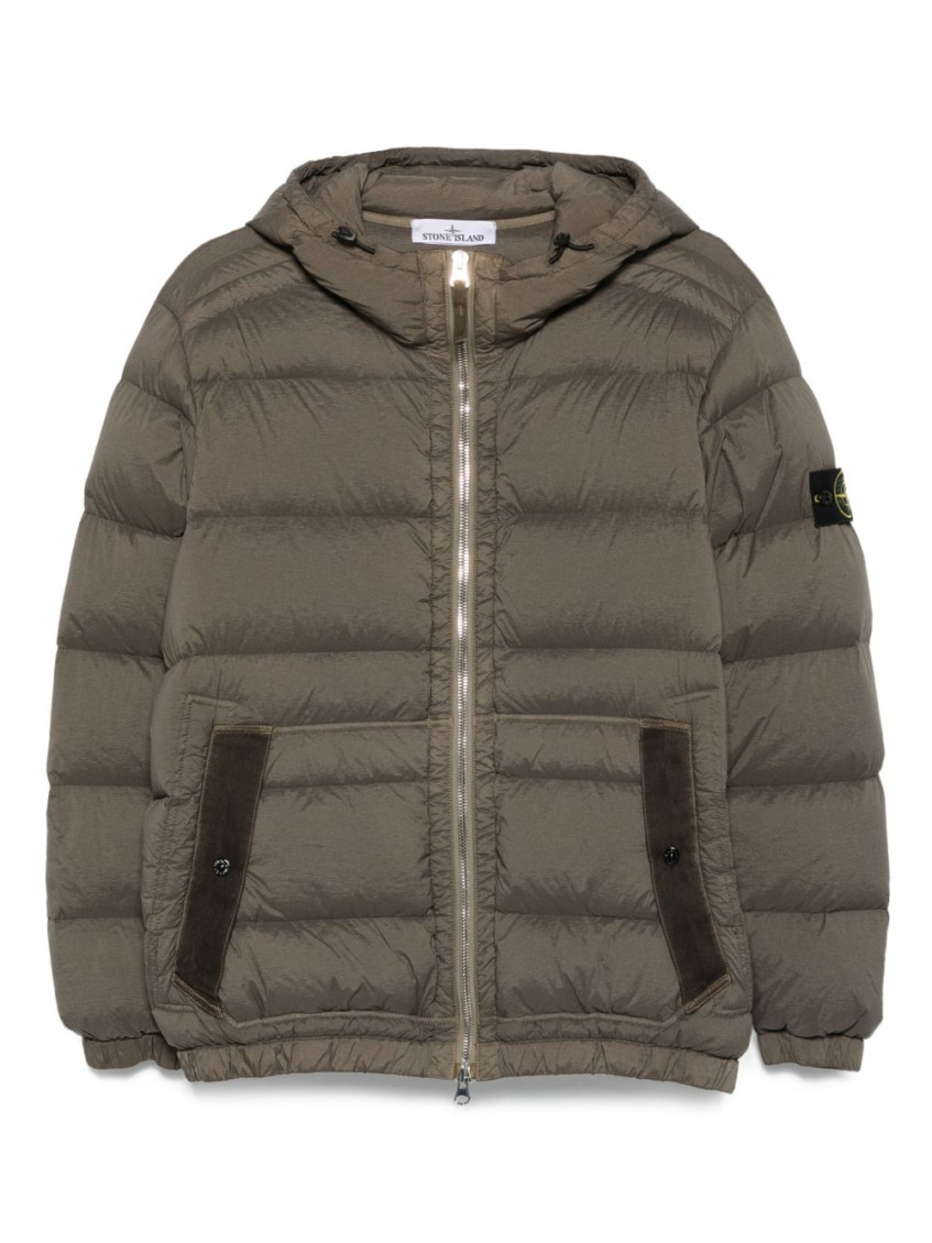 Stone Island Short Hooded Down Jacket In Green
