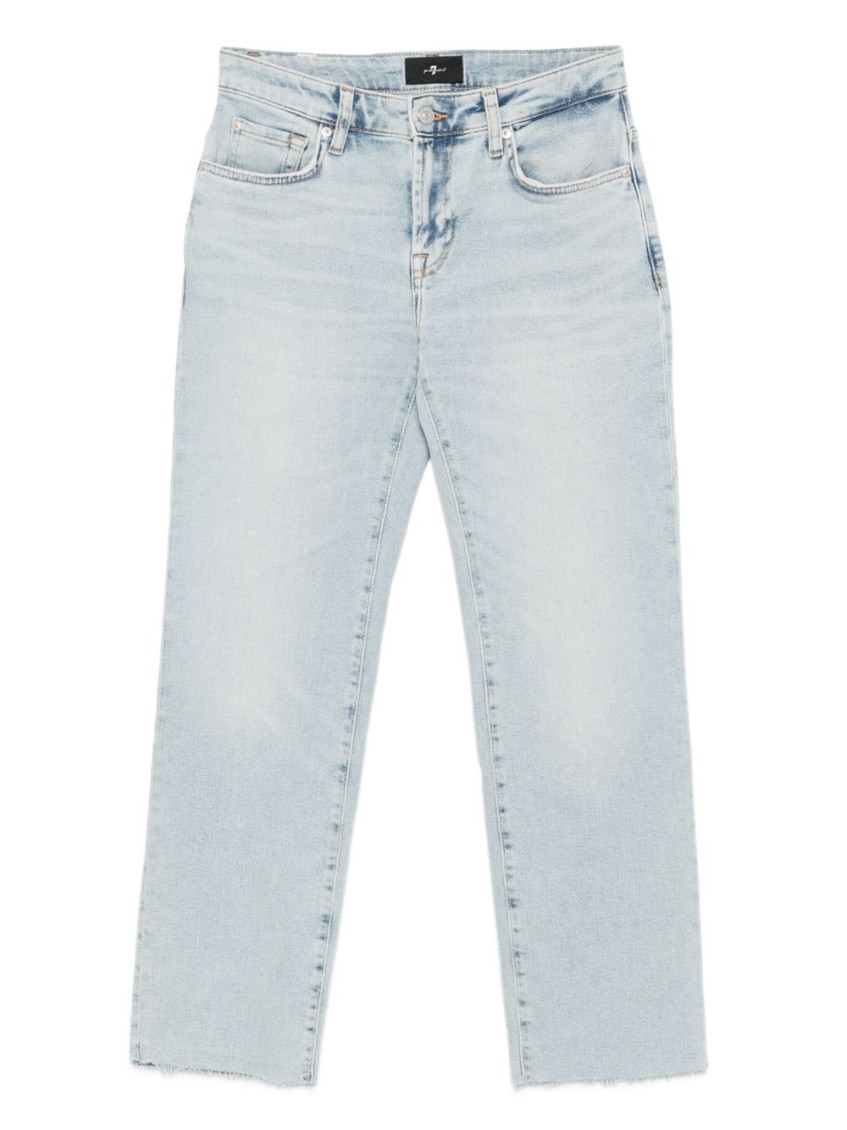 7 For All Mankind Sky Blue Cropped Calie Jeans In Blue