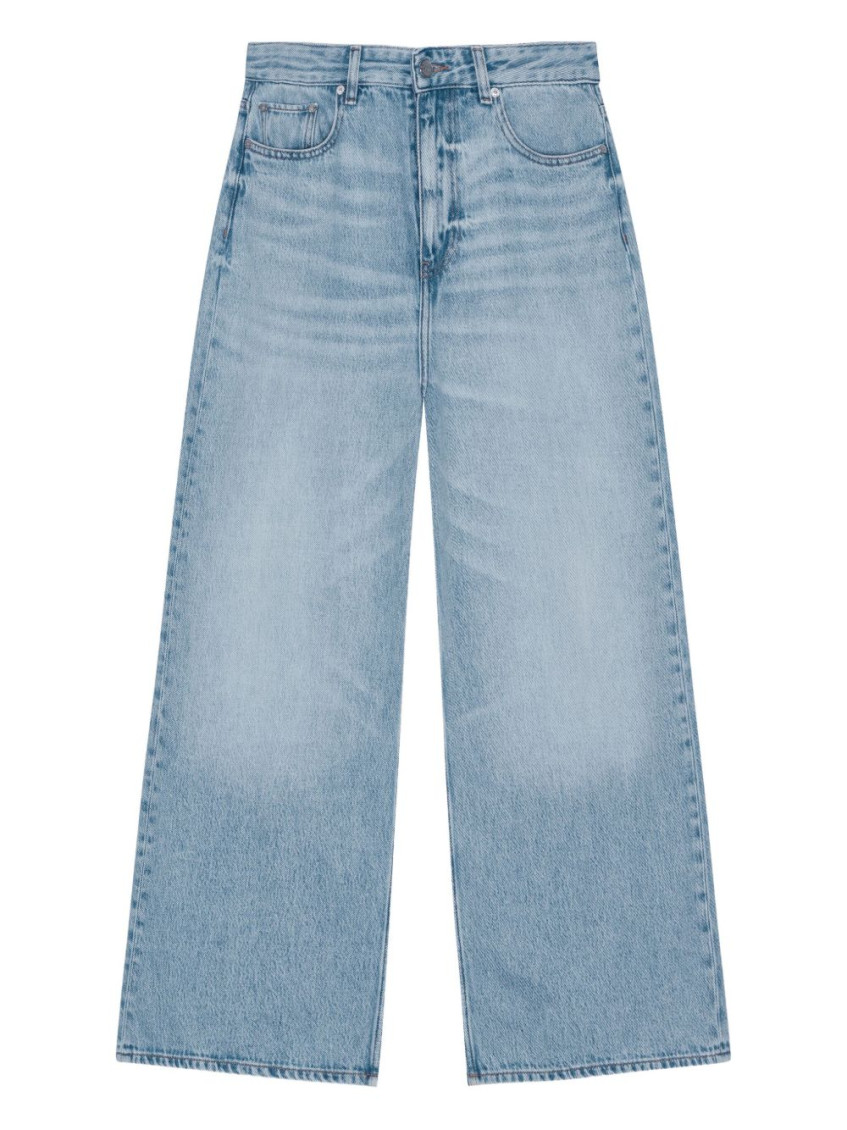 Ganni Soft Rigid Denim Baggy Jeans In Blue