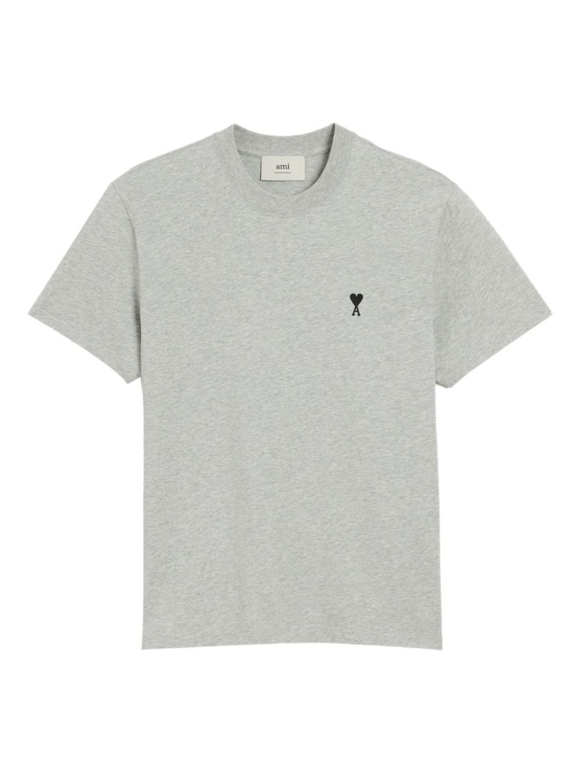 Ami Alexandre Mattiussi Ami De Coeur T-shirt In Organic Cotton Jersey In Gray