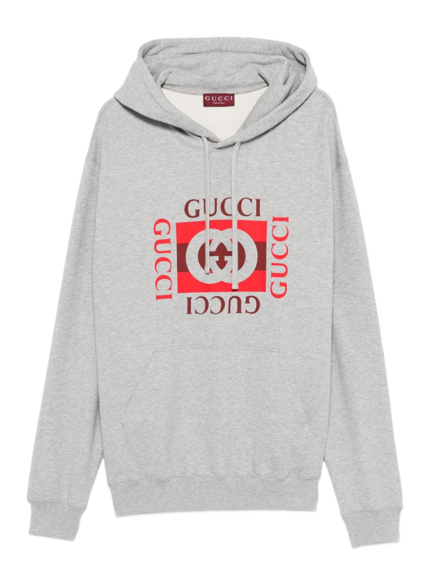 Gucci Hoodie With Dropped Shoulder And Kangaroo Pocket In Gray