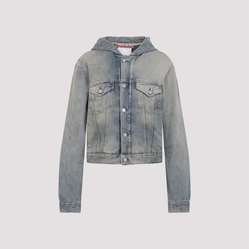 Acne Studios Light Blue Hooded Jacket In Blue