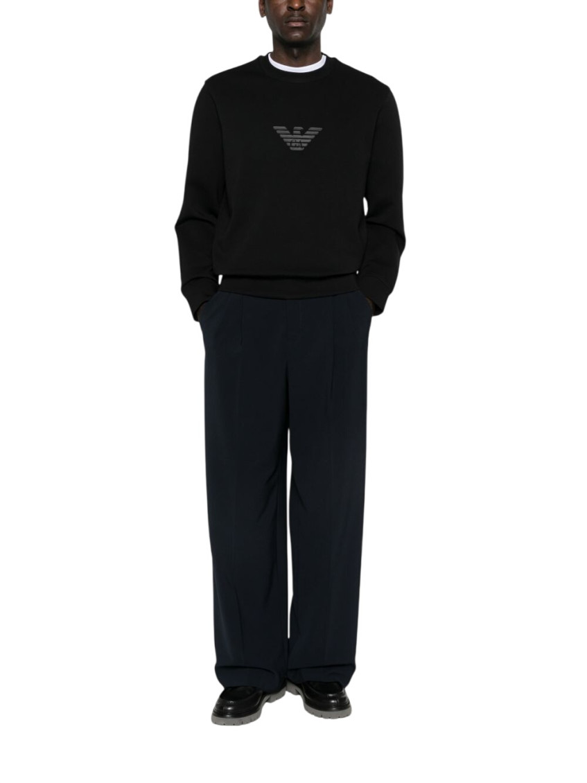 Emporio Armani クロップドスウェット ブラック Emporio Armani Black Crew Neck Sweatshirt for Men Online USA at