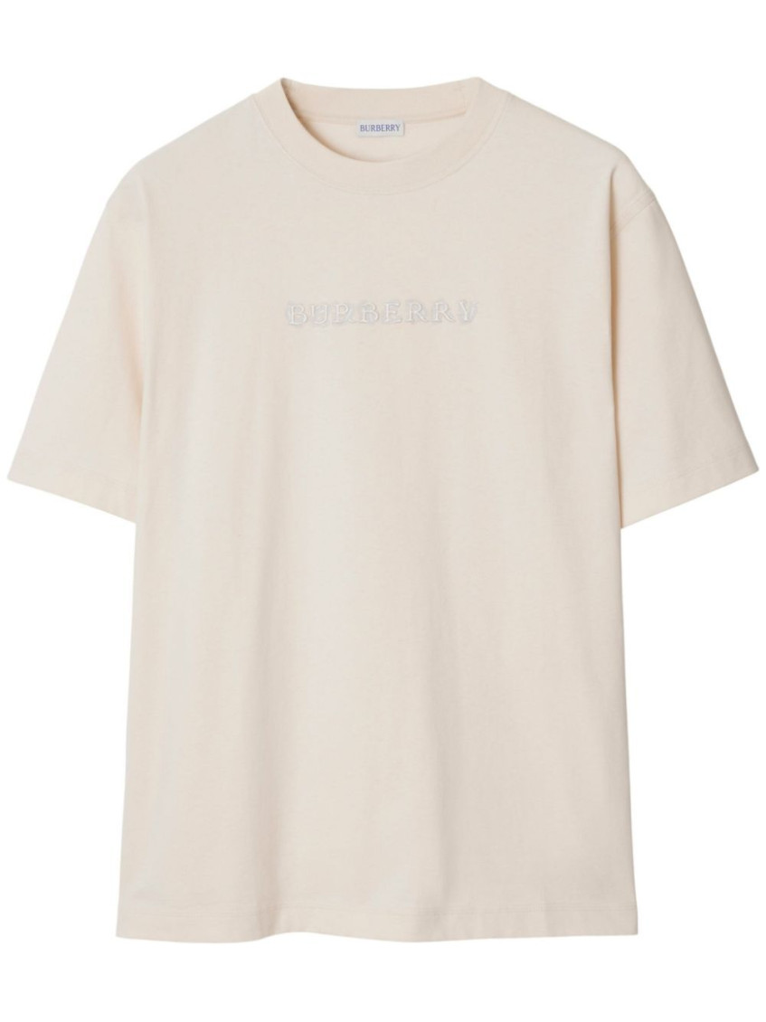 Shop Burberry White Crewneck T-shirt