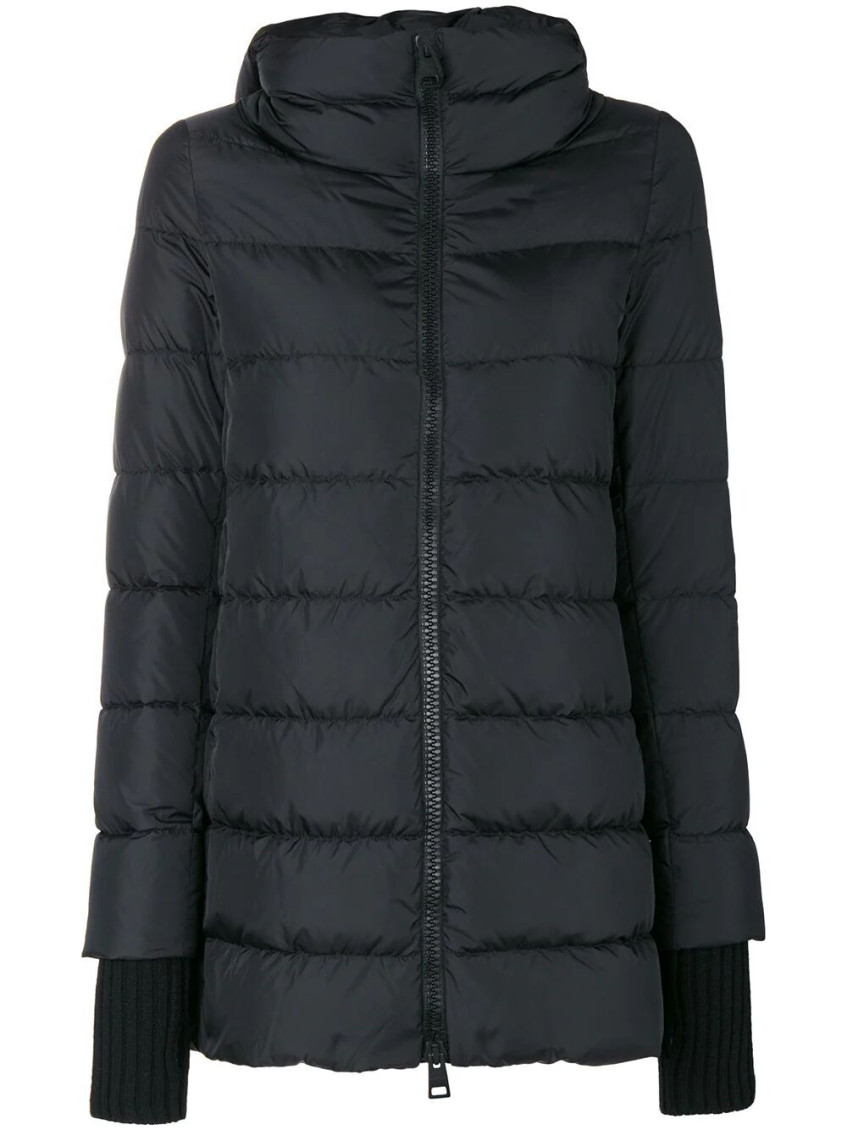 Herno Long Black Down Jacket With Hood In Nylon Woman In Black
