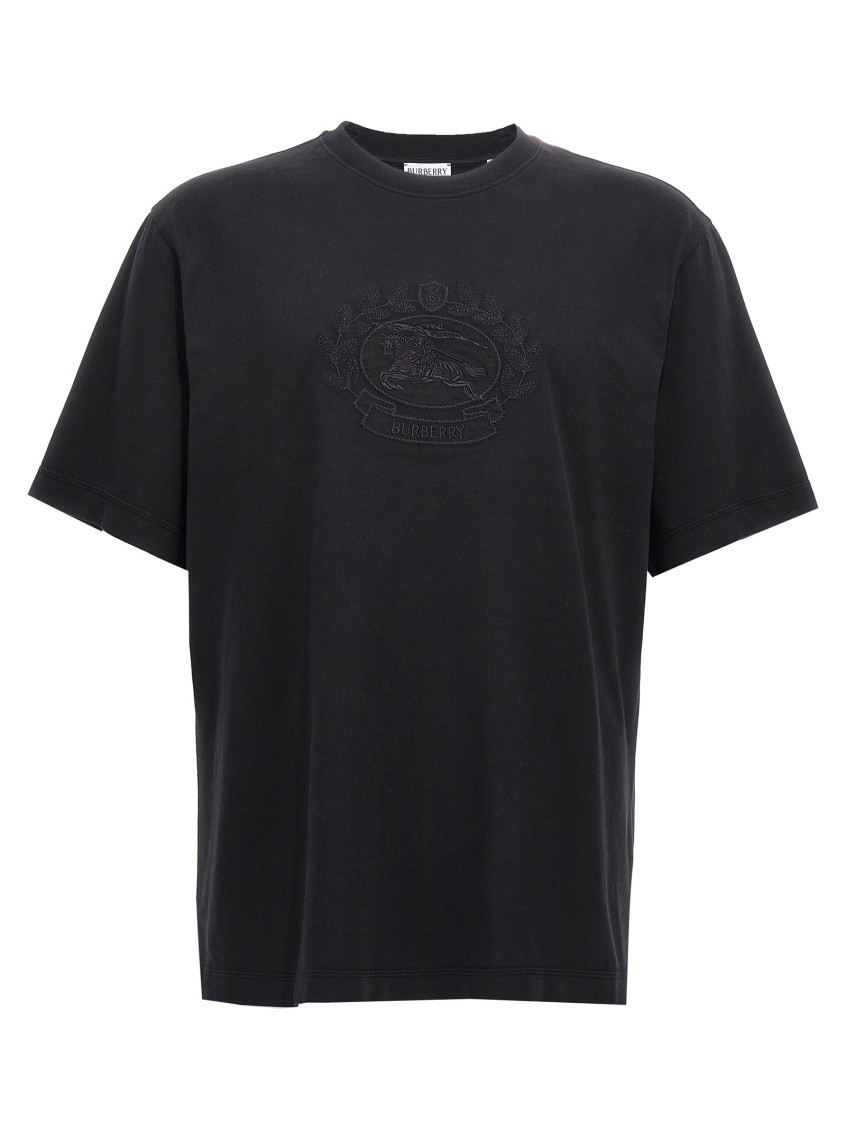 BURBERRY BLACK LOGO EMBROIDERY T-SHIRT 