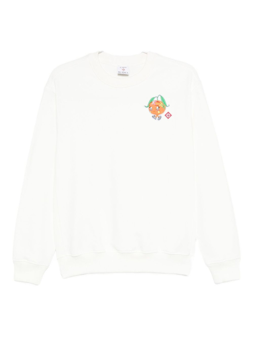 Casablanca White Cotton Sweatshirt With Contrasting Logo Patch In White
