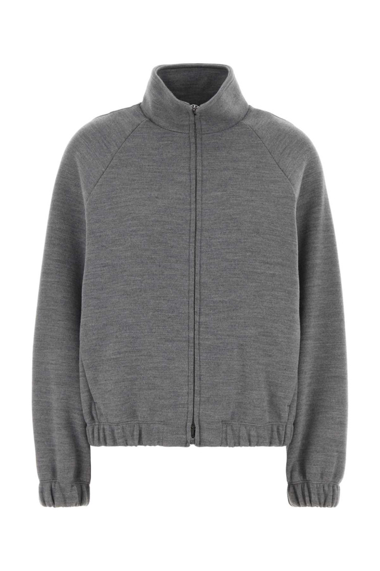 Max Mara Grey High Collar Sweatshirt In Gray