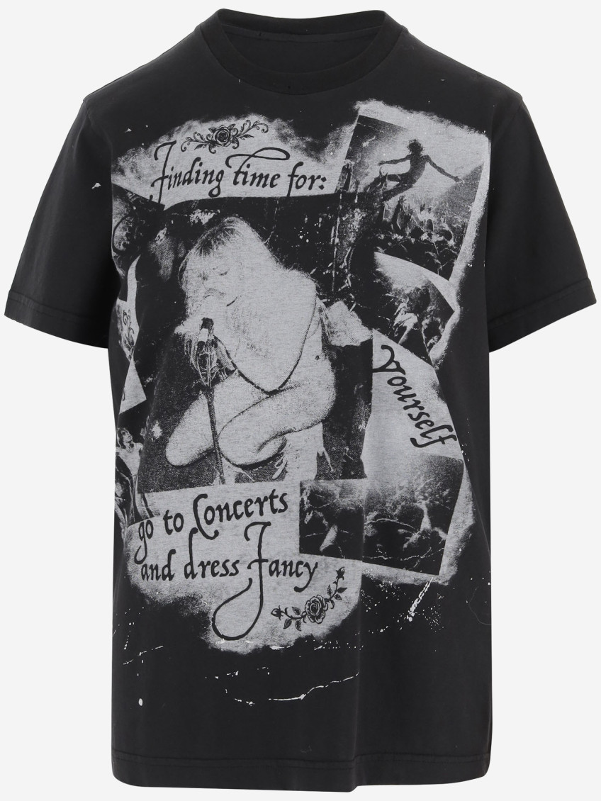 Dolce & Gabbana Black Graphic-print Distressed T-shirt