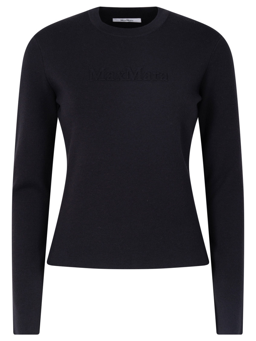 Max Mara Navy Blue Viscose And Wool Sweater In Black