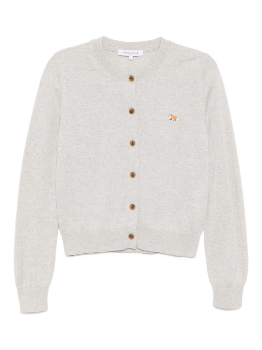 Maison Kitsuné Baby Fox Wool Cardigan In Gray