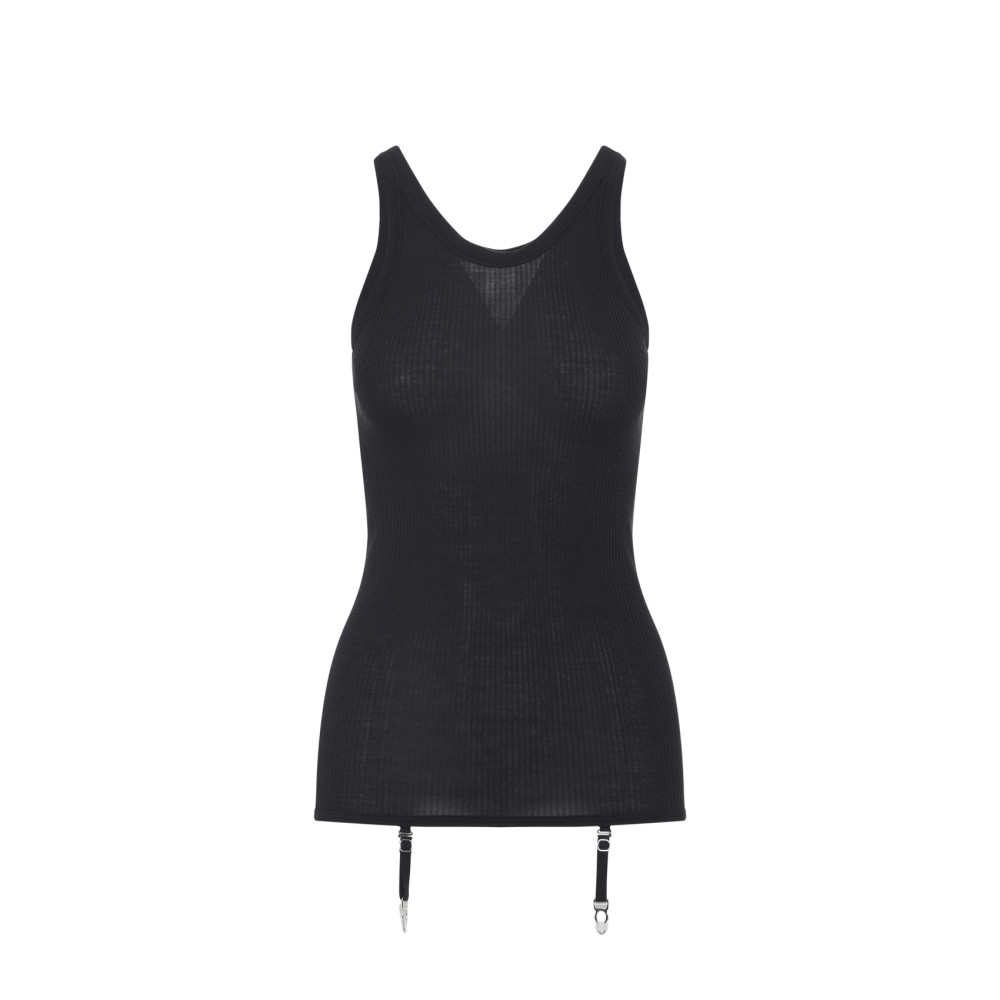 Lemaire Seamless Tank Top With Suspenders Granite Black In Black