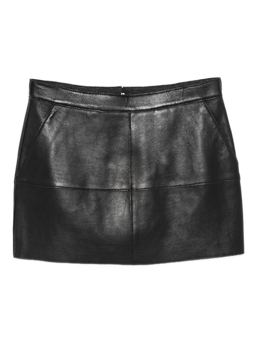 P.a.r.o.s.h High Waist Midi Skirt With Panel Design In Black