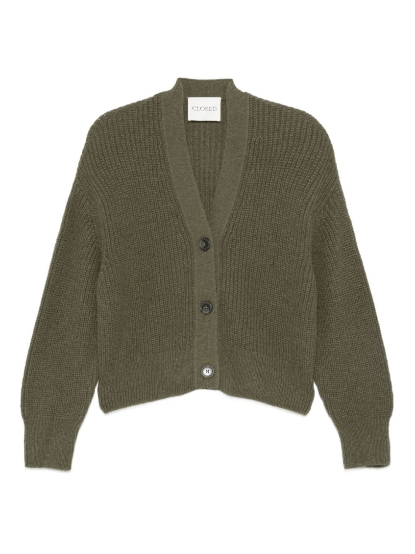 Closed Wool Blend V-necked Cardigan In Green
