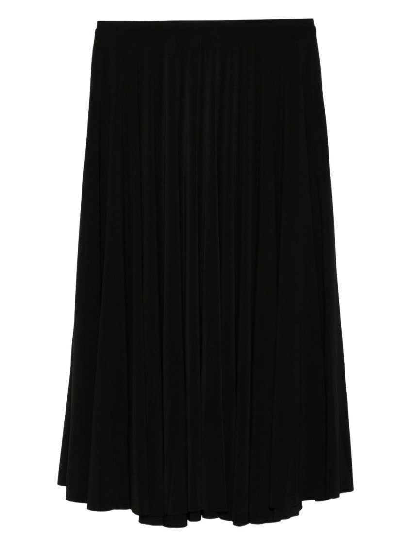 Norma Kamali Black Pleated Midi Skirt