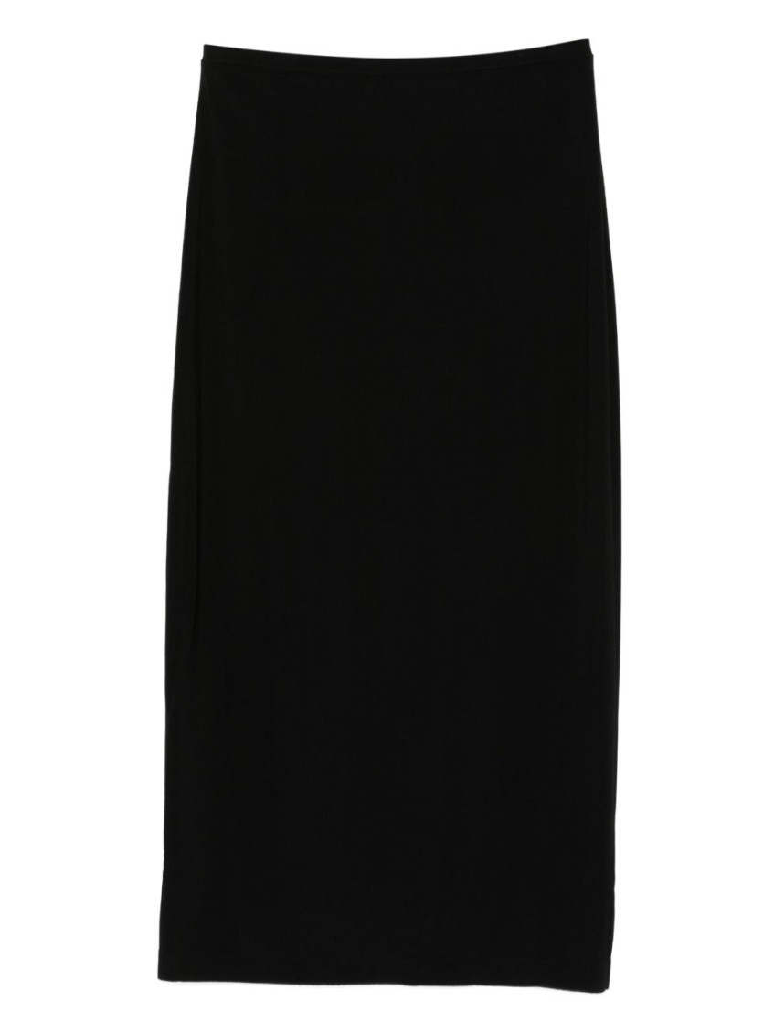 Norma Kamali Black Rear-vent Midi Skirt