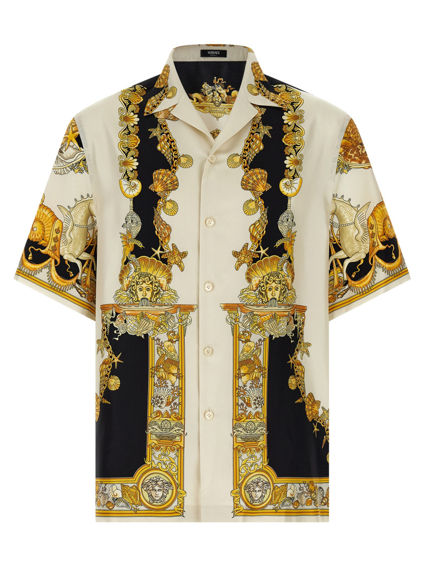 Versace Coral Theatre Print Bowling Shirt In Multi