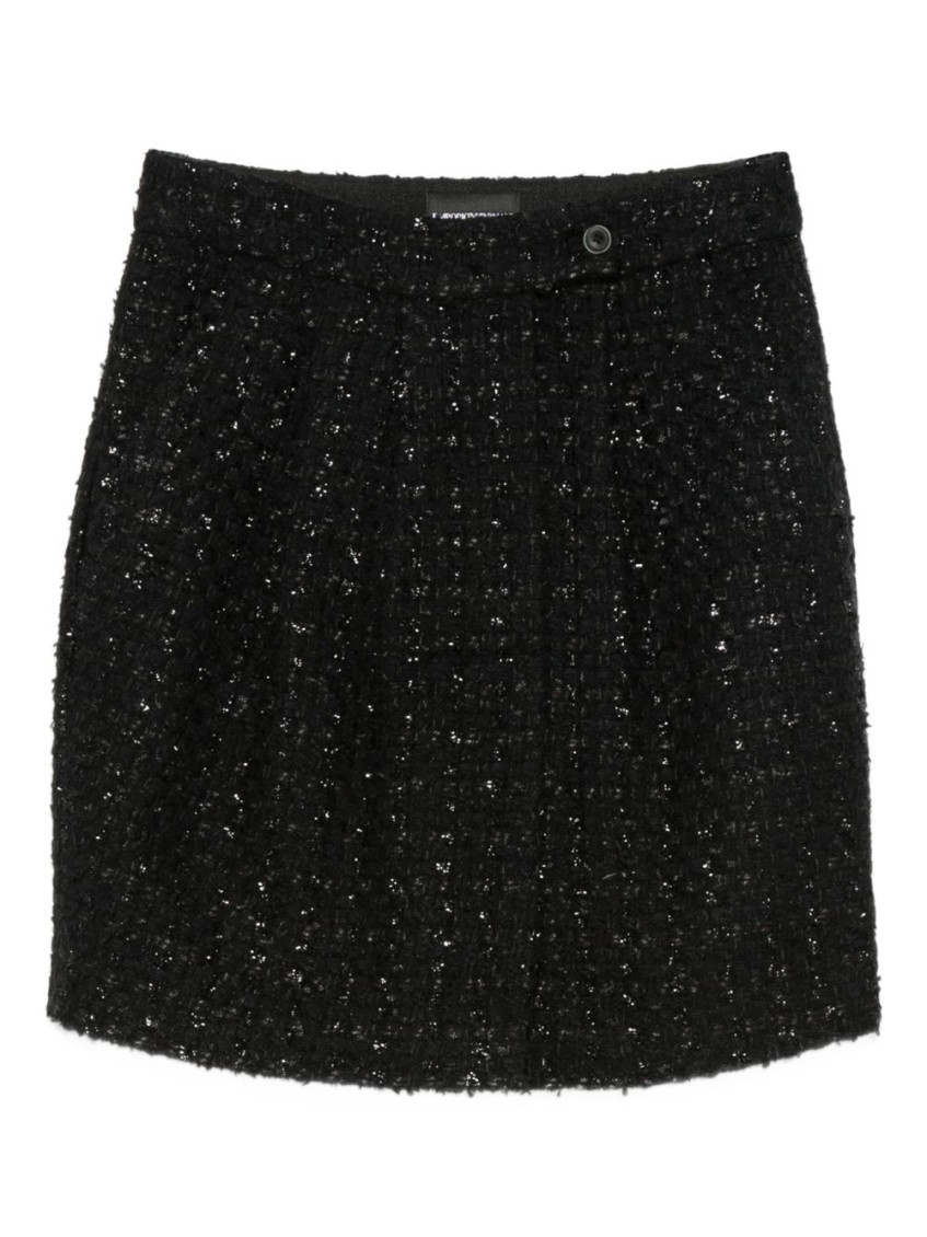 Emporio Armani Wool Blend Mini Skirt In Black