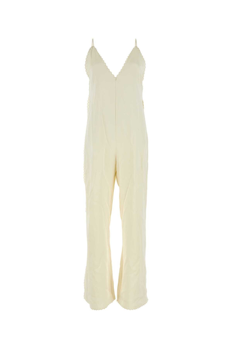 Jil Sander Ivory Satin Jumpsuit In White