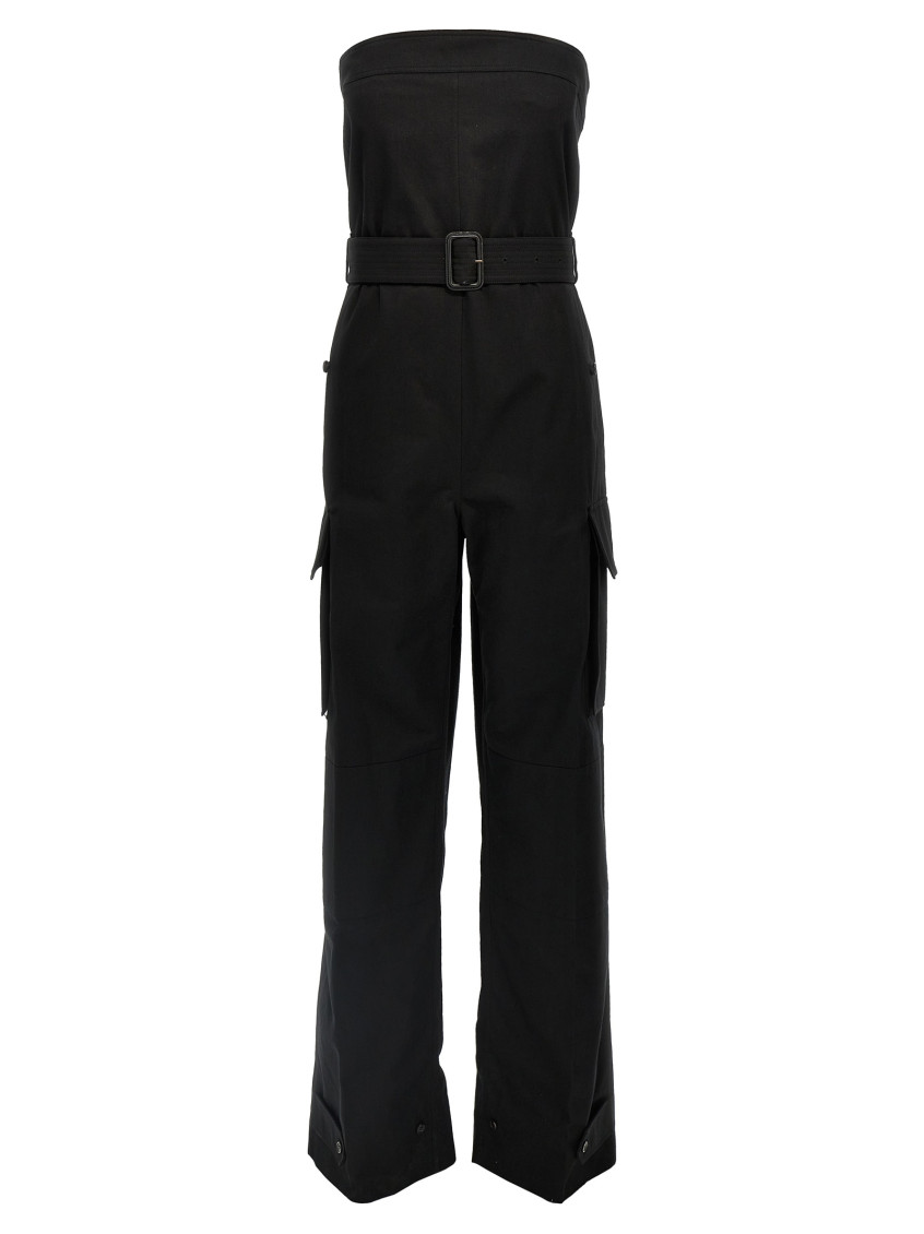 Saint Laurent Cassandre Bustier Jumpsuit In Black