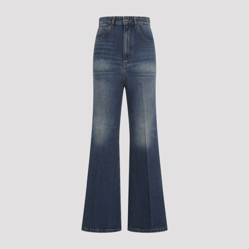 Victoria Beckham Wide Leg Kick Jeans Women In Blue