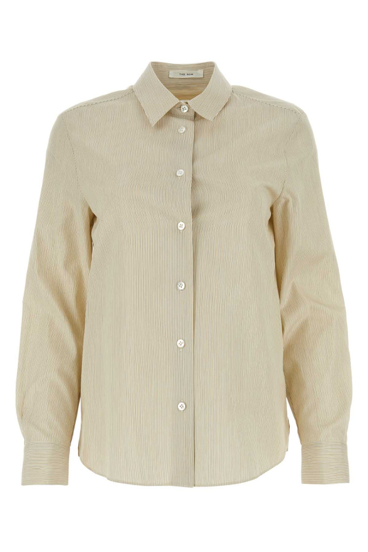 The Row Ivory Printed Poplin Side Shirt In Off White