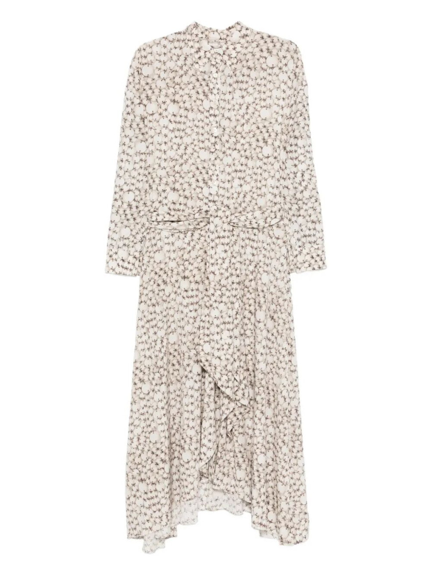 Isabel Marant Floral Long Sleeve Shirt Dress With Belt In White