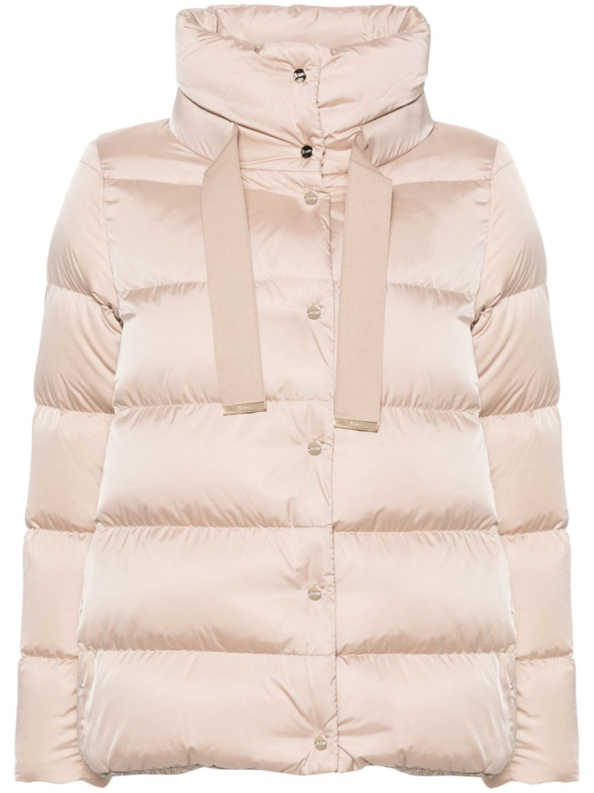 Herno Shiny Satin Cape Down Jacket Clothing In Neutral
