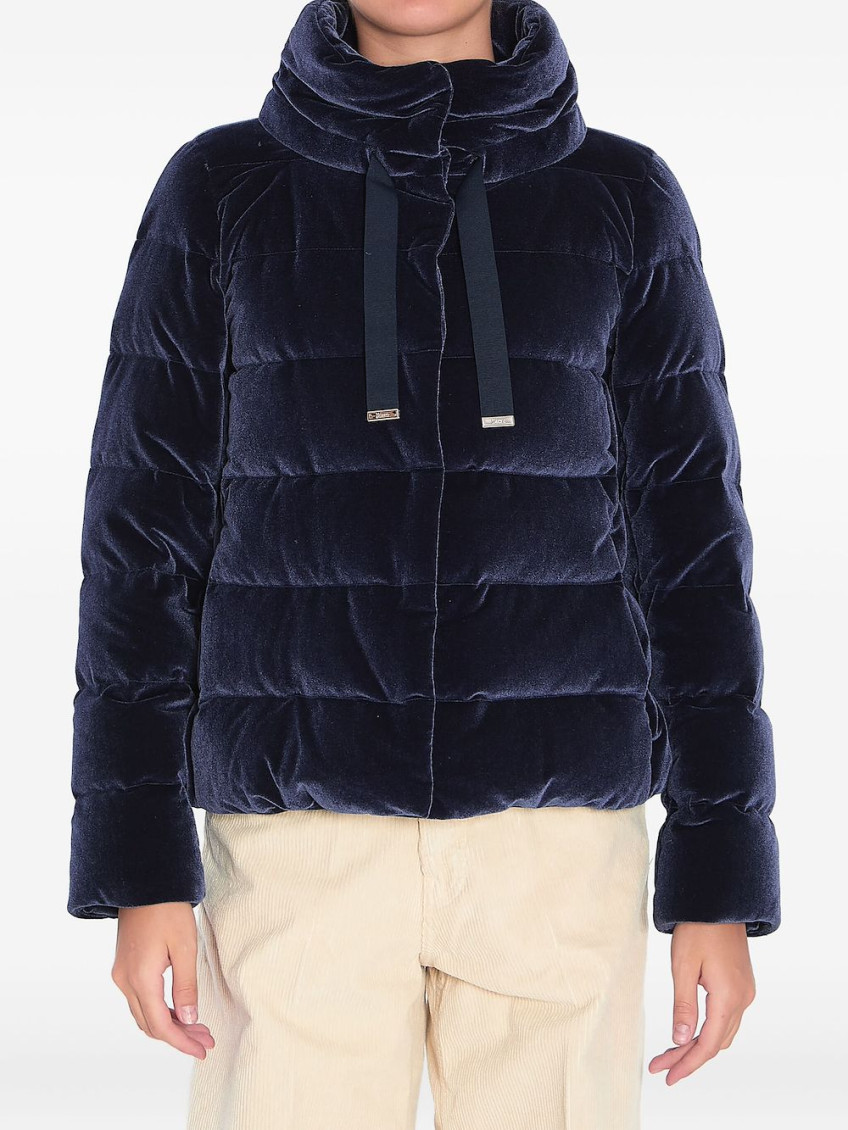 Herno Velvet Down Jacket In Blue
