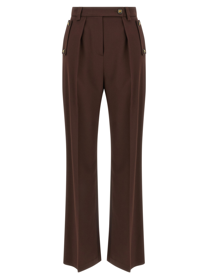 Elisabetta Franchi Brown Palazzo Pants