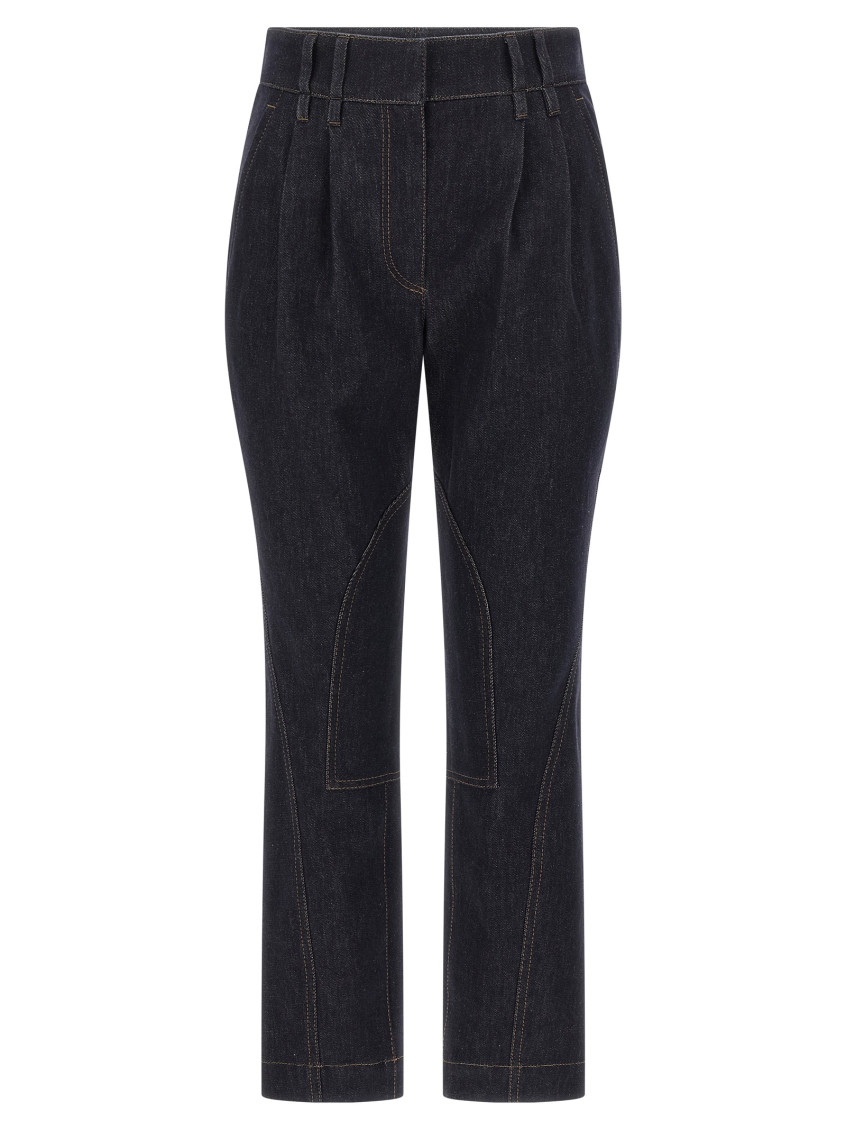 Brunello Cucinelli Women Equestrian Jeans With Monili Detail In Black