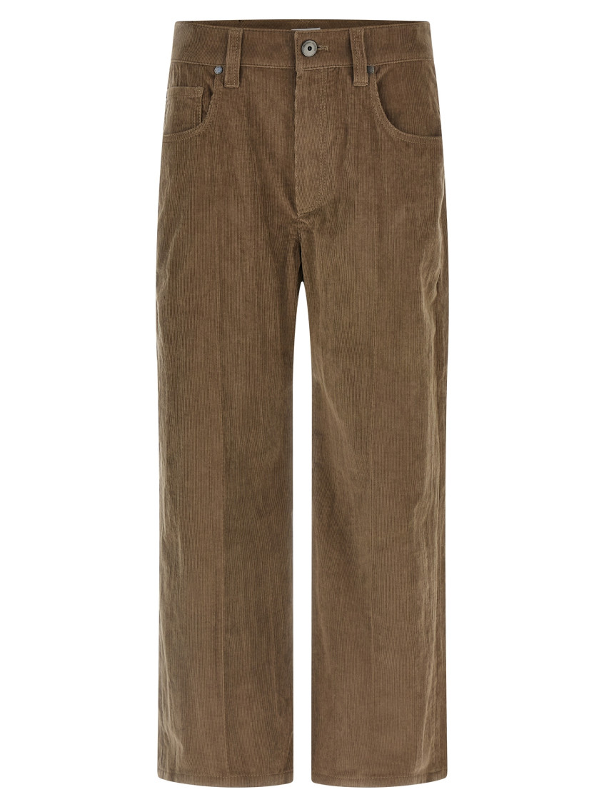 Brunello Cucinelli Brown Corduroy Pants In Brown