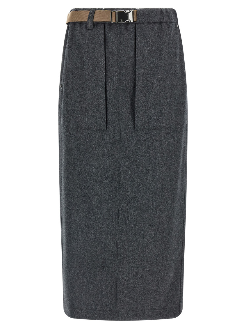 Brunello Cucinelli Elastic-waistband Monile Skirt In Gray