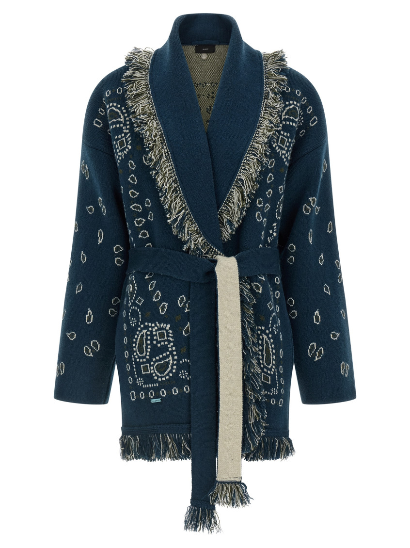 Alanui Blue Bandana Cardigan In Blue