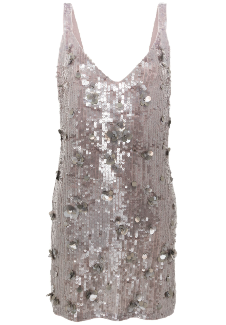 P.a.r.o.s.h Sequin-embellished Sleeveless Dress In Light Grey