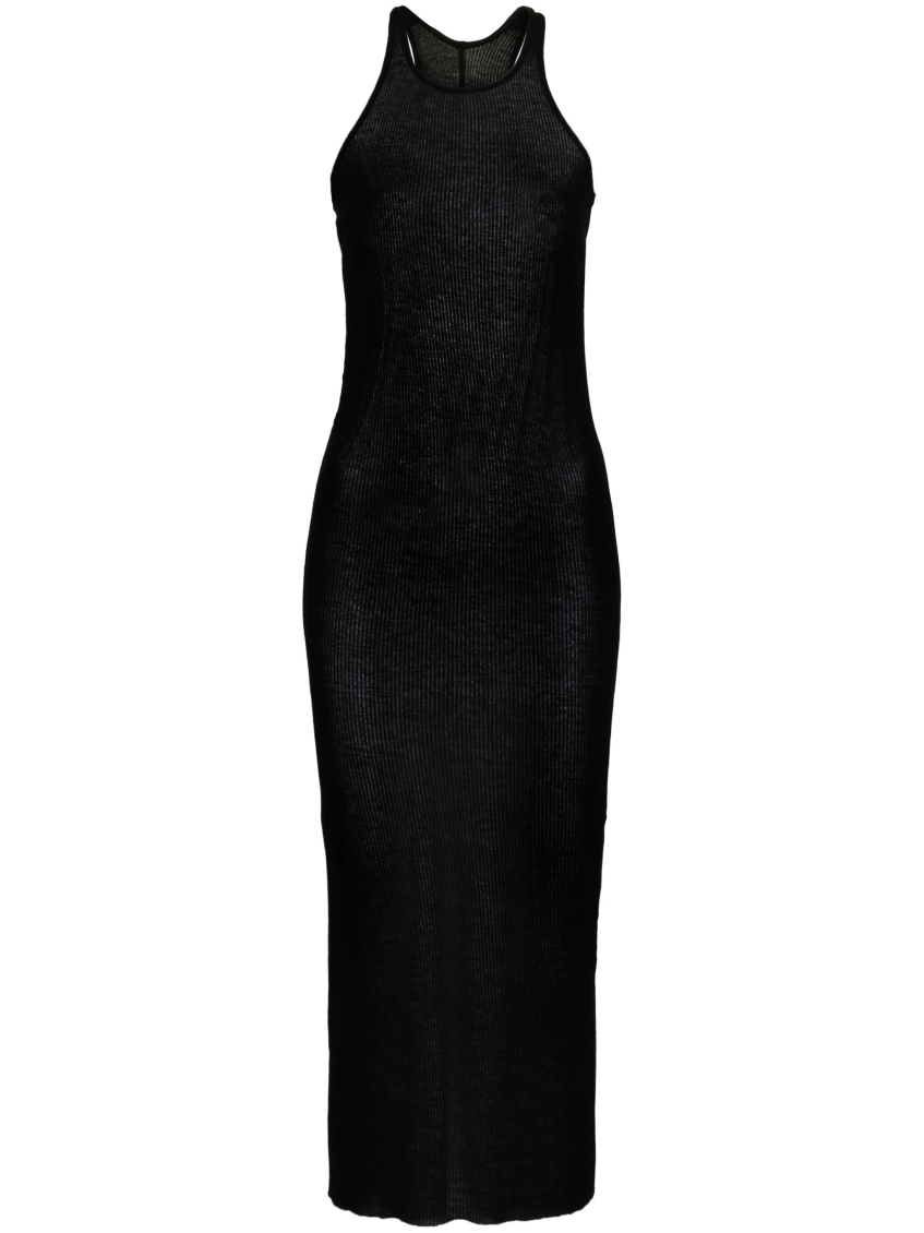Rick Owens Drkshdw Ribbed Tank Midi Dress In Black