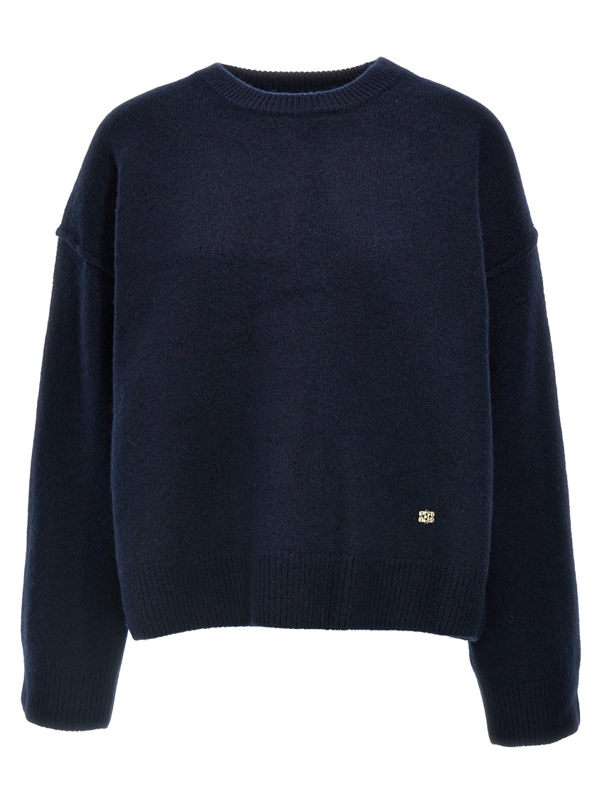 Ganni Boiled Wool Sweater, Cardigans Blue In Blue