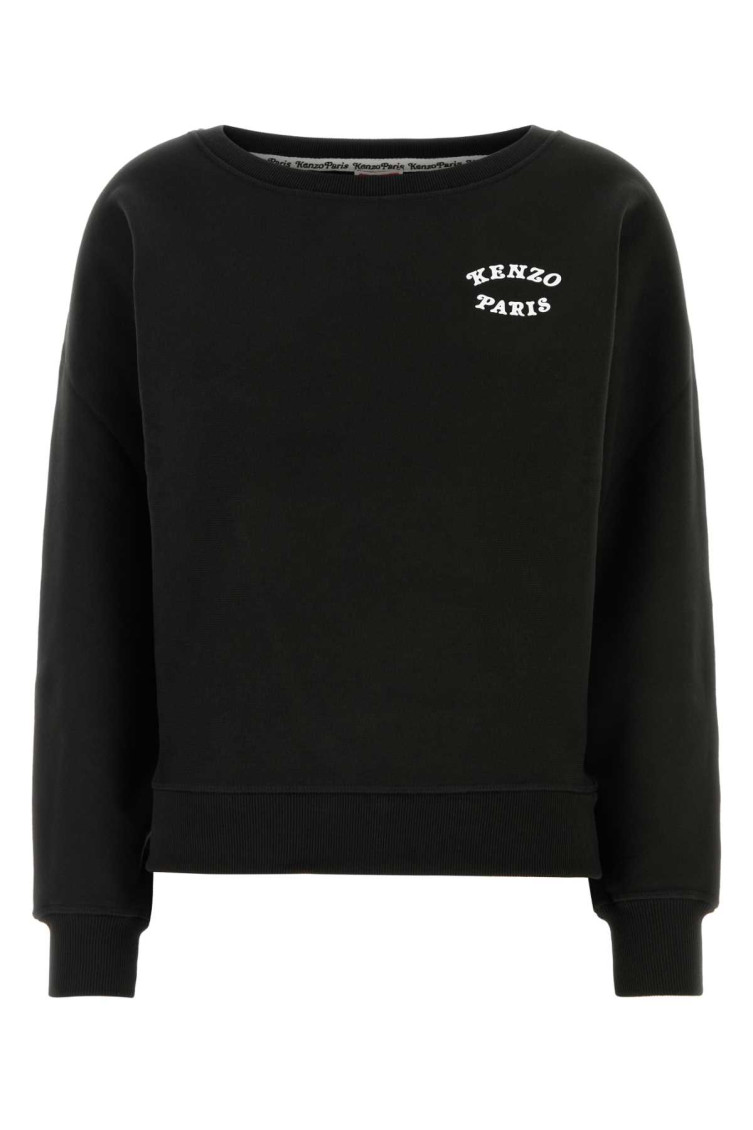 Kenzo Black Embroidered Logo Sweatshirt In Black