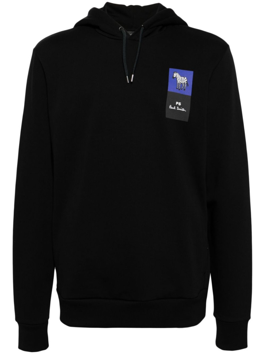Paul Smith Logo Print Drawstring Hoodie In Black