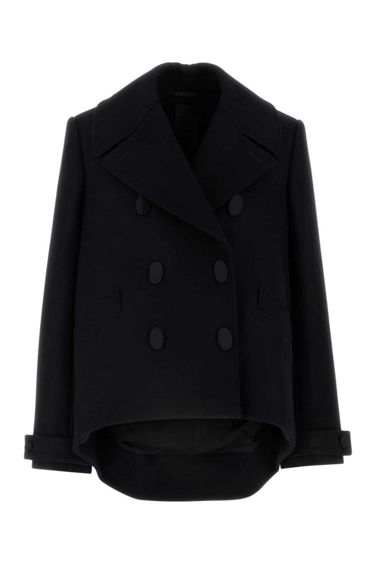 Givenchy Oversized Asymmetric Peacoat In Wool In Black