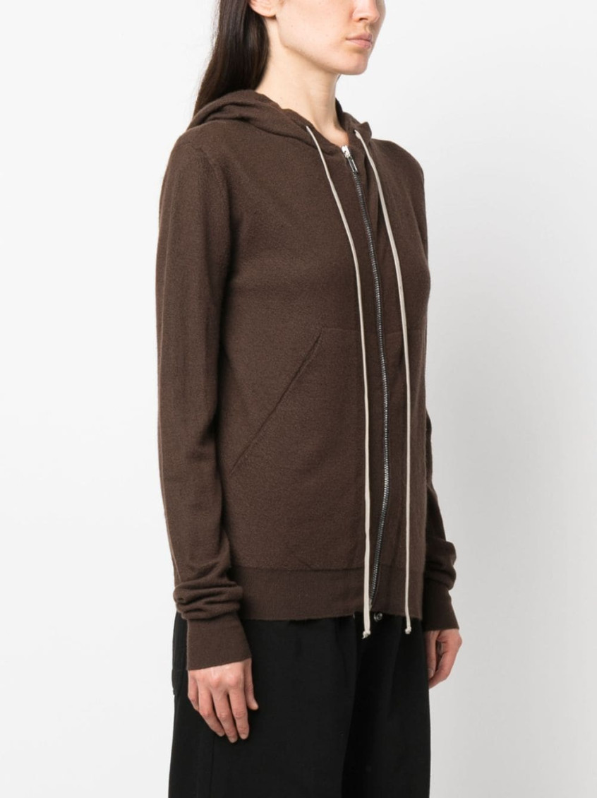 Rick Owens Brown Zip-up Wool Hoodie for Women Online USA at