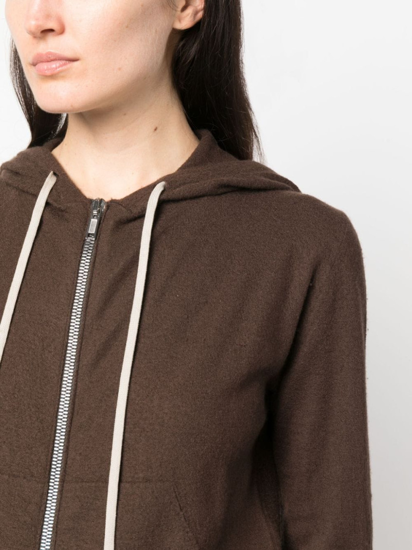 Rick Owens Brown Zip-up Wool Hoodie for Women Online USA at