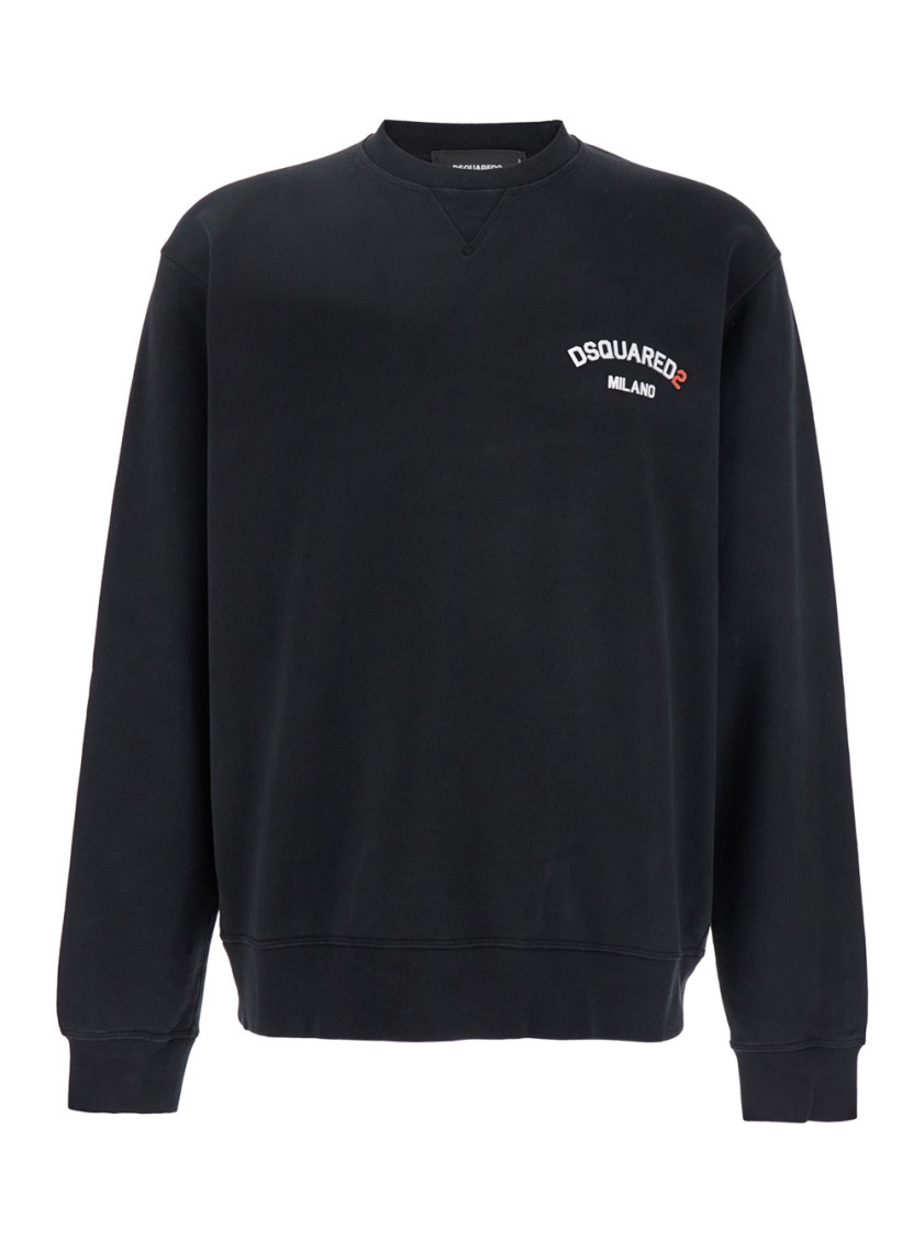 Dsquared2 Logo Print Crewneck Sweatshirt In Black