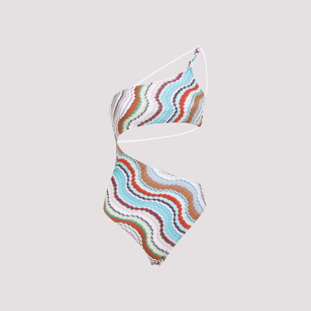 Missoni Multicolor Wave Asymmetric Cutout One-piece Swimsuit In Multicolor