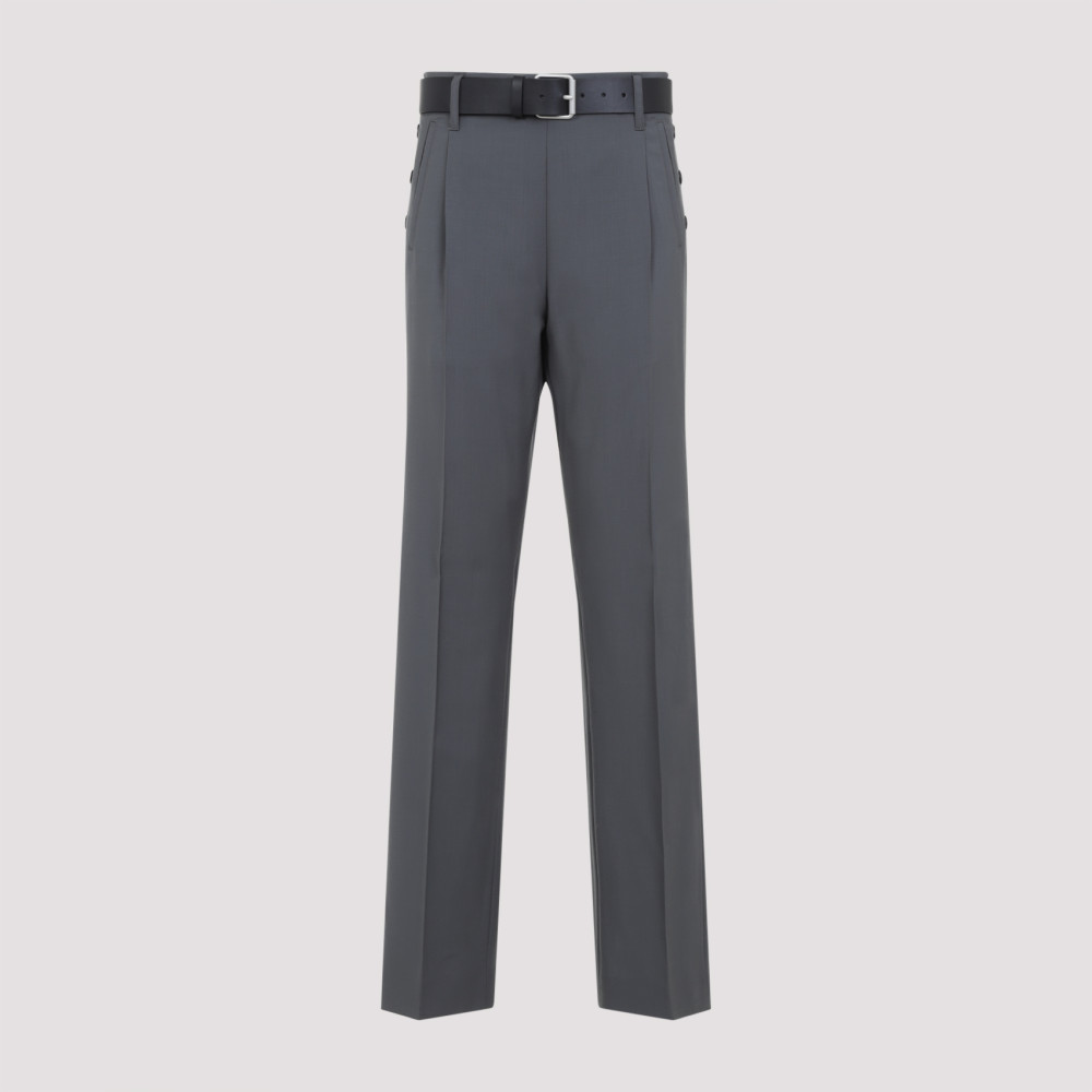 Moschino Cotton Pants With Belt Loops And Button Detailing In Grey