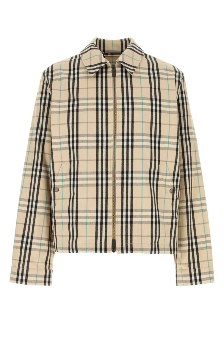 Shop Burberry Beige Vintage Check Cotton Jacket