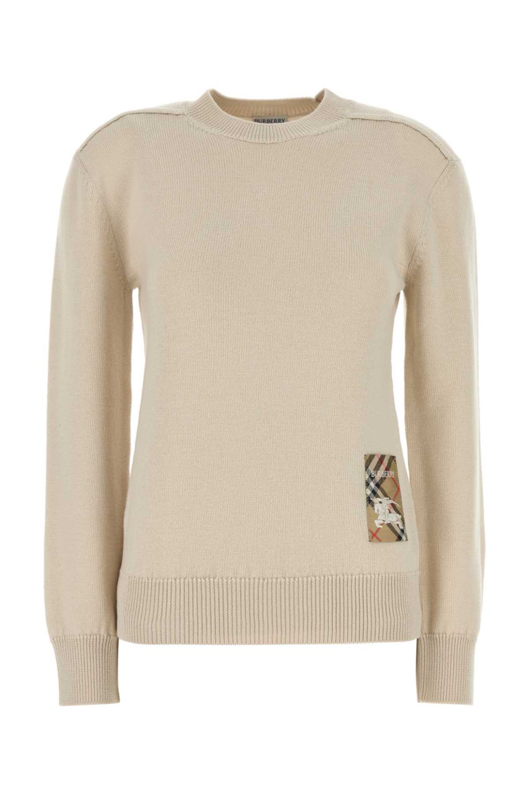 Burberry Checkered Design Wool Jumper For Women In Beige