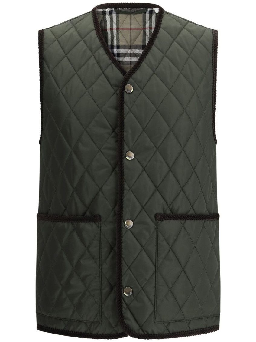 Shop Burberry Green Quilted Vest