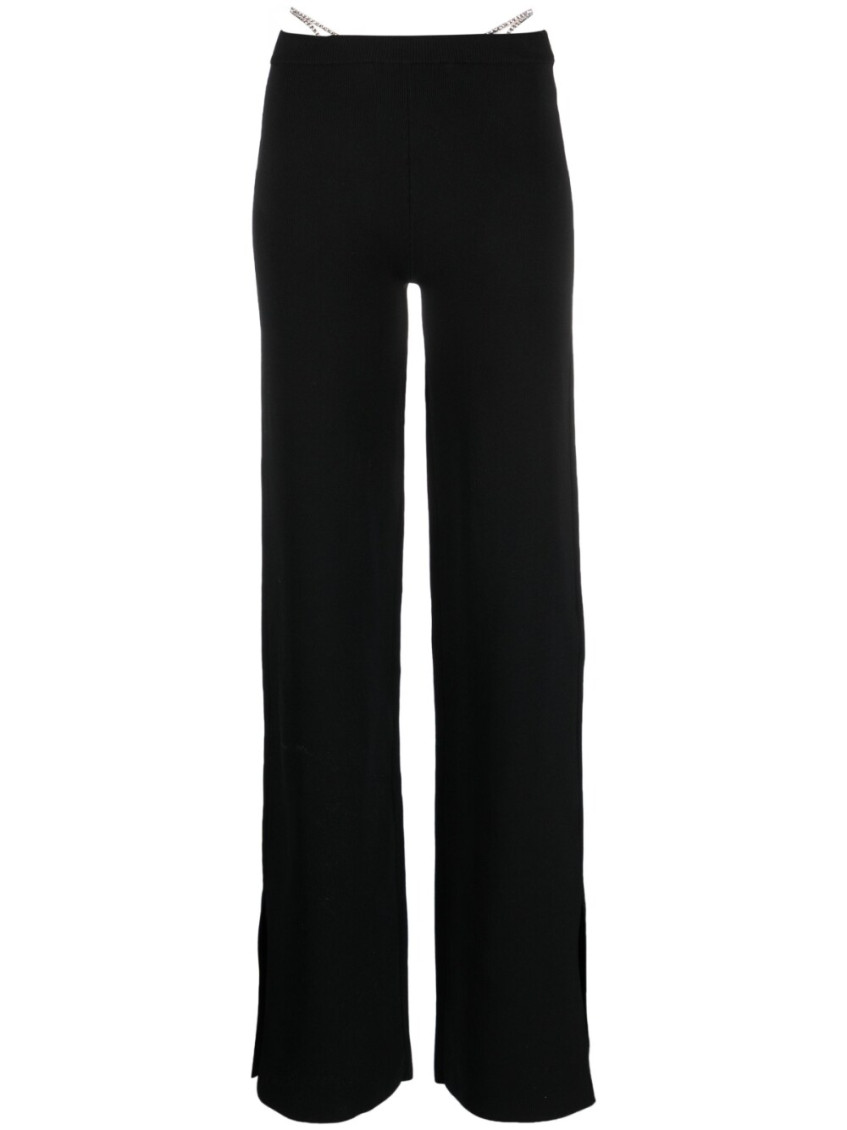 Gcds Crystal Embellished Wide Leg Trousers In Black